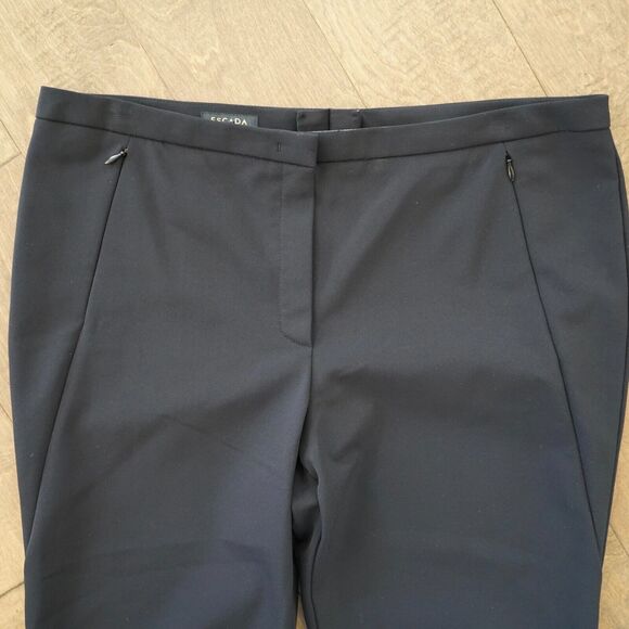 ESCADA Sz 42/12 US Black Dress Pants baby flare Flat Front Crease Business - Picture 6 of 8